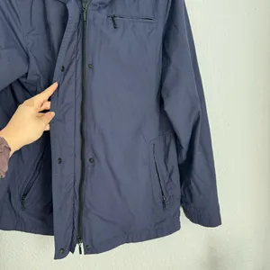 Eddie Bauer dark navy blue zip up rain jacket with hood women’s size L thumbnail 4