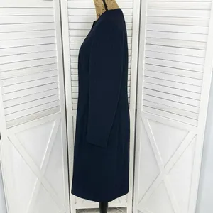 Dress Barn Pinstripe Long Line Blazer‎ Jacket Blue Tan 10 Suit Coat thumbnail 2