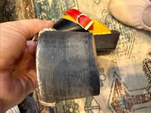 Vintage Swedish Wooden Clogs Embroidered Floral Leather Mules Black Red EU 38 thumbnail 10