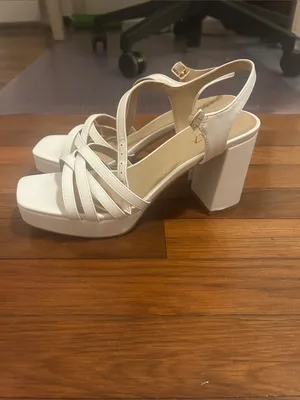 Y Not White Strappy Slingback Heeled Sandals thumbnail 2