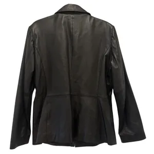 Worthington Leather Jacket Womens Medium Black Zip Up Collared Moto‎ Bikercore thumbnail 6