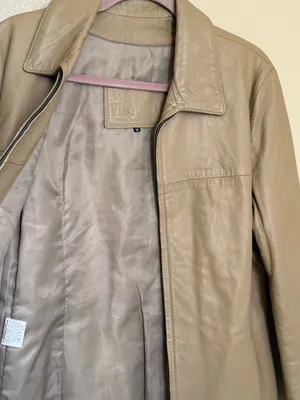 Vintage Victoria Genuine Leather Jacket M Taupe Minimalist Y2K Zip Quiet Luxury thumbnail 7