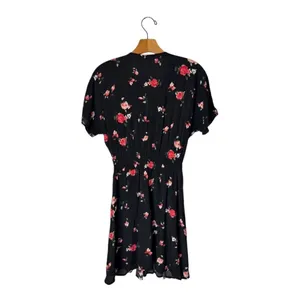 FRNCH Paris Dress Women Small Black Red Floral‎ Print Fit And Flare Mini Boho thumbnail 4