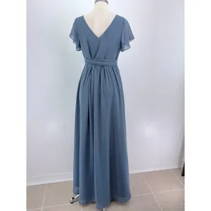 Revelry Maxi Dress Blue Chiffon Flutter Sleeve Wrap Gown Size 10 thumbnail 5
