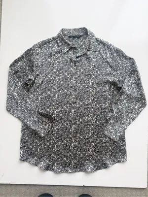 Zara Satin Paisley Button Up Shirt Size Medium - Cream and Black thumbnail 2