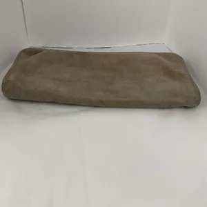 Vintage Montgomery Ward taupe suede fold over clutch. thumbnail 4