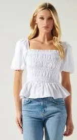 Francesca's White Top Puff Sleeve thumbnail 1
