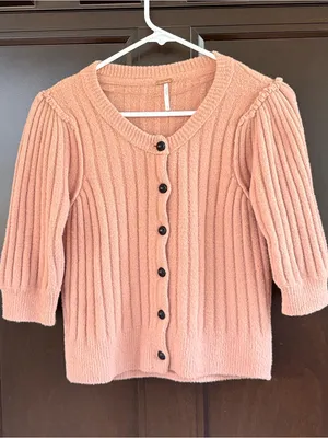 EUC Free People Sloane Ribbed Elbow Sleeve Cardigan Size Small thumbnail 3