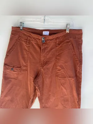Time & Tru burnt orange cargo pocket crop pant ankle length casual summer 14 thumbnail 3