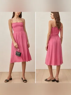 Reformation Rudy Midi Dress in Snapdragon Pink Small thumbnail 2