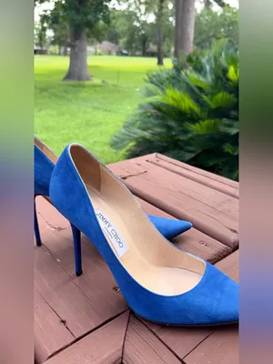 Jimmy Choo Anouk Blue Suede Pointed Toe 100mm Pumps Heels EU 39 US 8.5 thumbnail 6