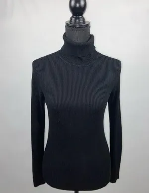 Turtleneck Sweater Black Ambiance Apparel Large Stretch thumbnail 1