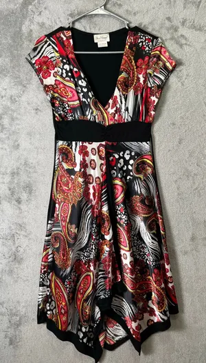 Vintage Y2K Paisley Print Dress Handkerchief Hem Boho Chic Indie‎ Sleaze Small thumbnail 1