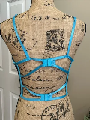 Floral Embroidered Lingerie Set – Teal & Black | Size M thumbnail 5