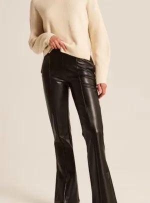 Abercrombie Split Hem Vegan Leather Slim Flare Pants thumbnail 3
