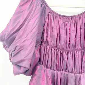 Altar'd State Womens Holographic Purple Amabella Puff Sleeve‎ Mini Dress Size S thumbnail 3