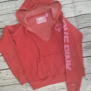 PINK - Victoria's Secret vneck pullover logo winter warm hooded hoodie sz XS thumbnail 1