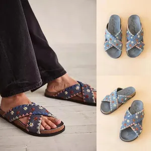 Free People Wildflowers Crossband Sandals in Blue Size 38 EUC $98 thumbnail 2