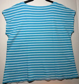 J.Jill Striped Top Size M Blue White Button Shoulder Tee thumbnail 3
