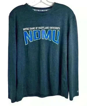 Champion Notre Dame Maryland Univ Blue Graphic Long Sleeve Shirt‎ M thumbnail 1