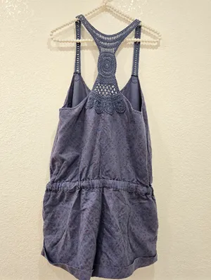 Free People crochet back romper Shorts Purple M thumbnail 2