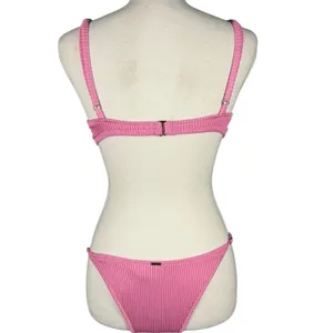 Hollister Bikini Set Womens M/S Pink Ribbed Underwire High Cut Swim 36B thumbnail 15