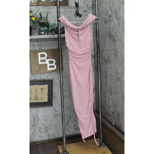 Material Girl Juniors' Womens Off-The-Shoulder Bodycon Dress Mauve Mist Pink L thumbnail 2