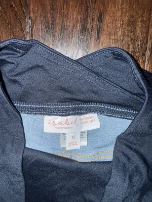 Isabel Maternity Denim Shorts with Black Stretch Panel - Light Blue Size 12 thumbnail 2