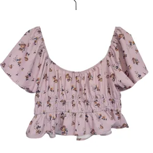 268 | Altar'd State Pink Floral Peasant Top Smocked Waist Boho Large‎ thumbnail 2