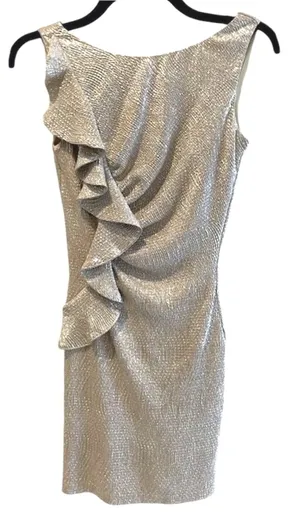 Hailey Logan Cocktail Dress‎ Gold Metallic Ruffle Party Women XS thumbnail 1