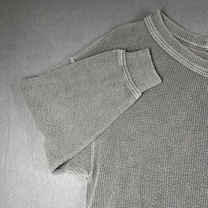 Aerie Waffle Knit‎ Sweater Womens XL Gray V Neck 3/4 Sleeve High Low Oversized thumbnail 5