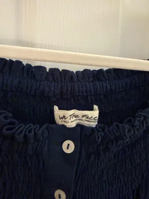 Free People We the Free Navy Blue Dancing Till Dawn Off Shoulder Crop Top XS thumbnail 6