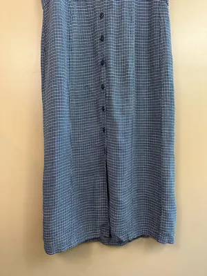 Vtg Eddie Bauer Navy Blue Plaid Sleeveless Dress XL Pinafore Jumper Cottagecore thumbnail 6
