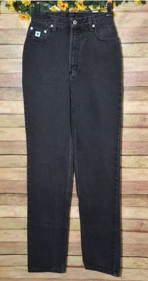 Vintage Rockies Slim Ladies Black Denim Straight Leg Jeans Size 28/7 Long Retro thumbnail 1