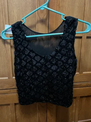 Black sequins sleeveless top thumbnail 2
