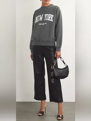 Anine Bing Ramona New York University Sweatshirt Crewneck Washed Black Gray XXS thumbnail 2