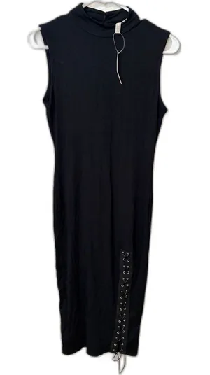 ASOS Maternity Black Bodycon Lace Up Slit Midi Dress Size US 4 NWT thumbnail 1