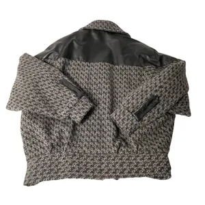 Anne-Gee Women's Size 7/8 Tweed Moto‎ Black Gray Bomber Jacket thumbnail 4