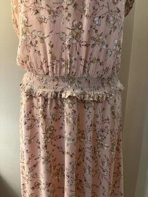 Knox Rose Dress Size L Floral Pink/Blush Midi High-Low Dress thumbnail 5