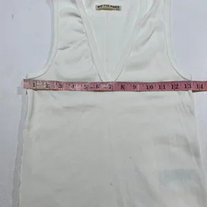 We The Free Free People White Ribbed V-Neck Tank Top Size M Minimalist thumbnail 6
