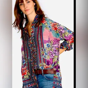 JOHNNY WAS spring boho printed Janelle Button-up silk blouse M tunic fall
$240 thumbnail 2