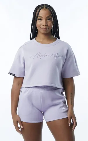 Alphalete Woman’s ELMTS Short SLEEVE Crop - Lilac ,Size Medium thumbnail 1