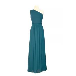 Adrianna Papell One Shoulder Chiffon Long Gown Hunter Size 8 Formal Wedding thumbnail 9