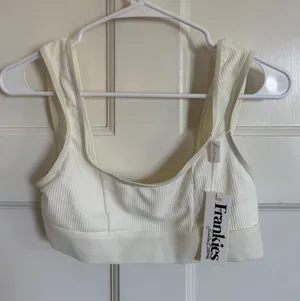 NWT‎ Frankie's Bikini's Drew white ribbed bikini top size medium thumbnail 1