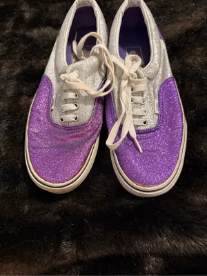 Vans OFF The Wall Shoes/Sneakers in Sparkle Glitter Purple & Silver Size 9.5 thumbnail 3