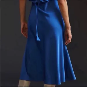 ANTHROPOLOGIE Sachin & Babi Ruffled Maxi Dress V-Neck Flutter Sleeves Blue 8 thumbnail 5