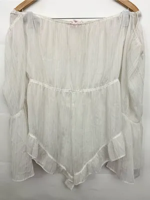 Victoria’s Secret off shoulder sheer white glitter romper swimsuit cover Large thumbnail 4