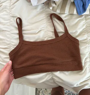Brown Textured Bralette Crop thumbnail 3