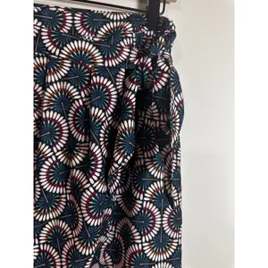 Molly Bracken Geometric Fan Print Wrap‎ Tulip Skirt Navy Blue Teal Coral NEW thumbnail 4
