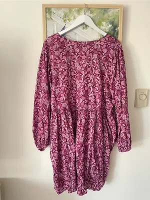 Old Navy Long Sleeve V-Neck Swing Floral Mini Dress Burgundy Pink XXL thumbnail 5